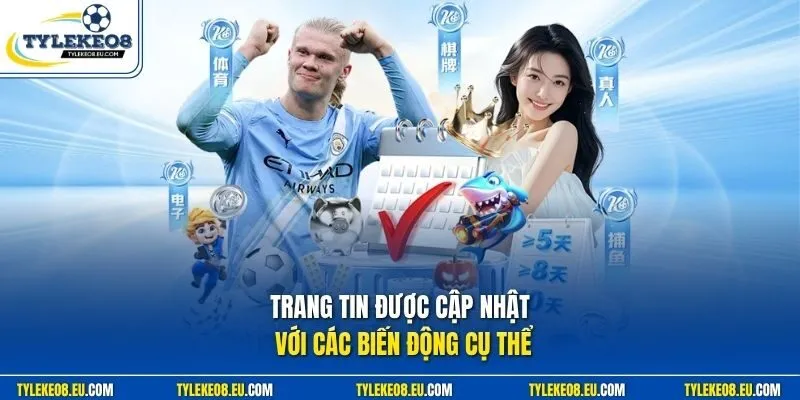 Trang tin được cập nhật với các biến động cụ thể